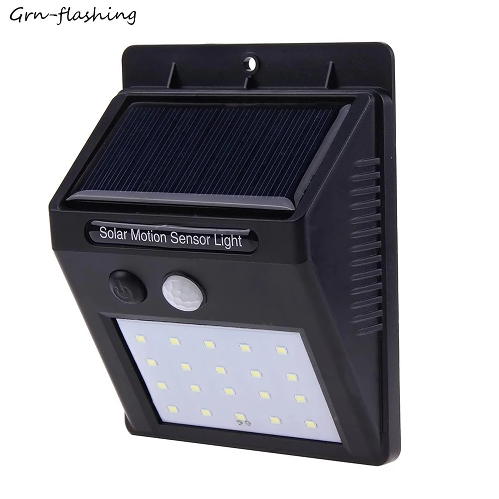 20LED Солнечная настенная лампа умный PIR датчик движения свет для наружного