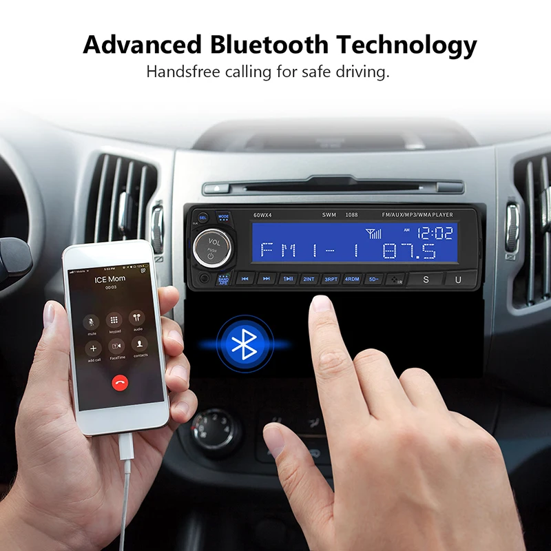 DC 12 в 1 Din Radio Автомагнитола Bluetooth V4.0 громкой связи USB AUX TF карты в приборной панели автомобиля музыкальные стерео ЖК-дисплей Дисплей памяти Функция