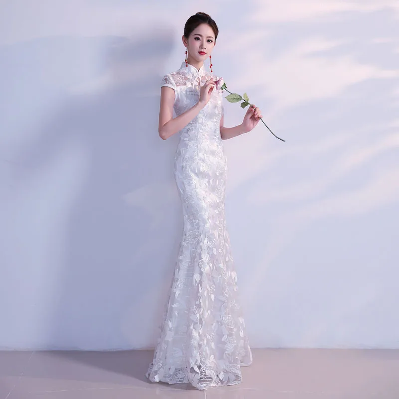 

2018 Wedding Party Cheongsam Oriental Women Maxi Dress Traditional Chinese Style Elegant Qipao Long Dresses Robe Vestido S-XXL