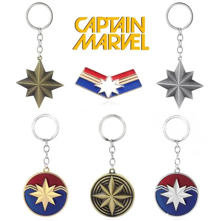 Movie Marvel The Avengers Toys Captain Marvel Shield Ironman Spider man Batman Hulk Thor Hammer Metal Keychain Keyring Gift Toys