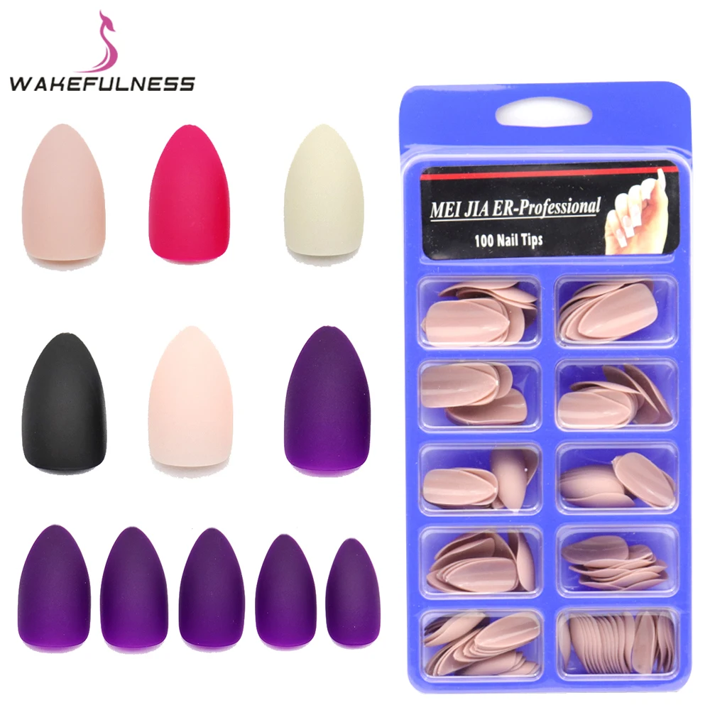 100 Adet kutu Mat Nep Nagels T rnaklar zerinde Bas n Stiletto Yapay 