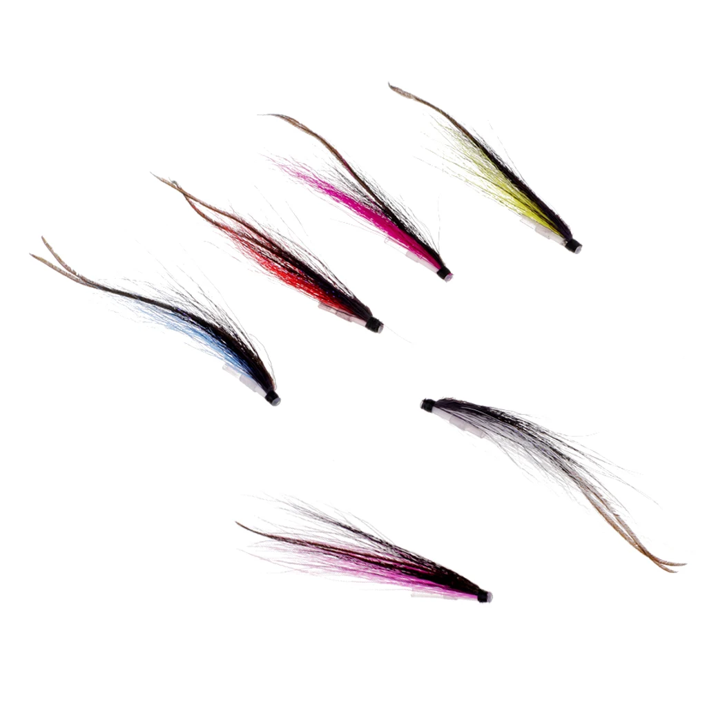 6Pcs Tube Fly Fishing Mini Sunray Shadow Riffle Hitch Salmon Flies 6 Colors Fishing Lures leurres de peche Senuelos de pesca