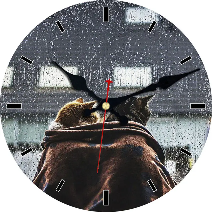 WONZOM абстрактные настенные часы с курицей, бесшумные декоративные деревянные картонные настенные часы для гостиной, настенные часы с арабскими цифрами - Цвет: Cat Wall Clock 18