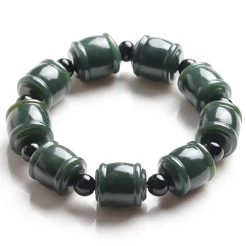 

Hetian jade bracelet natural genuine drum carved jade bracelet jade bracelets to wear gifts to share