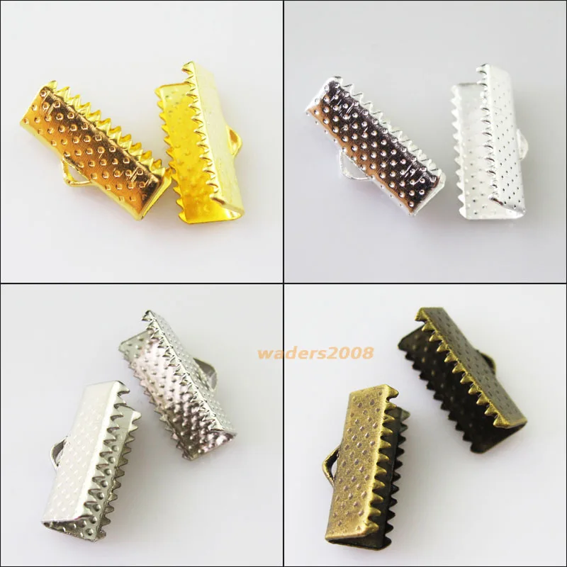 

60Pcs Connectors Over Clip Tips Cord Crimp Ends Bead Caps 8x7.5mm Gold Bronze Silver Plated