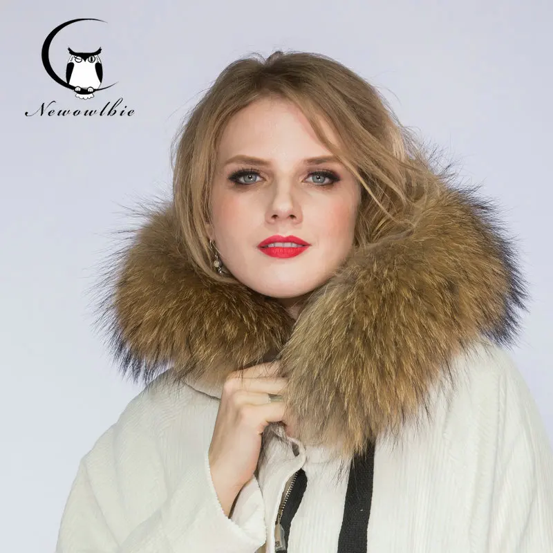 

100% Real Natural Real fur collar genuine raccoon fur scarf cap collar 80cm For Parkas Coats for women men Male Jackets