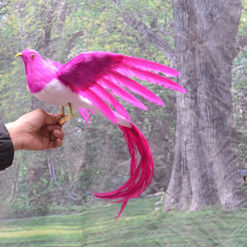 plastic foam & feathers bird large 48cm beautiful hot pink feathers