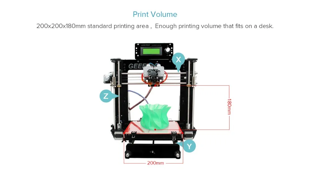 Geeetech I3 Pro C двойной MK8 экструдеры Улучшенное Качество Высокая точность Reprap Prusa DIY наборы печати