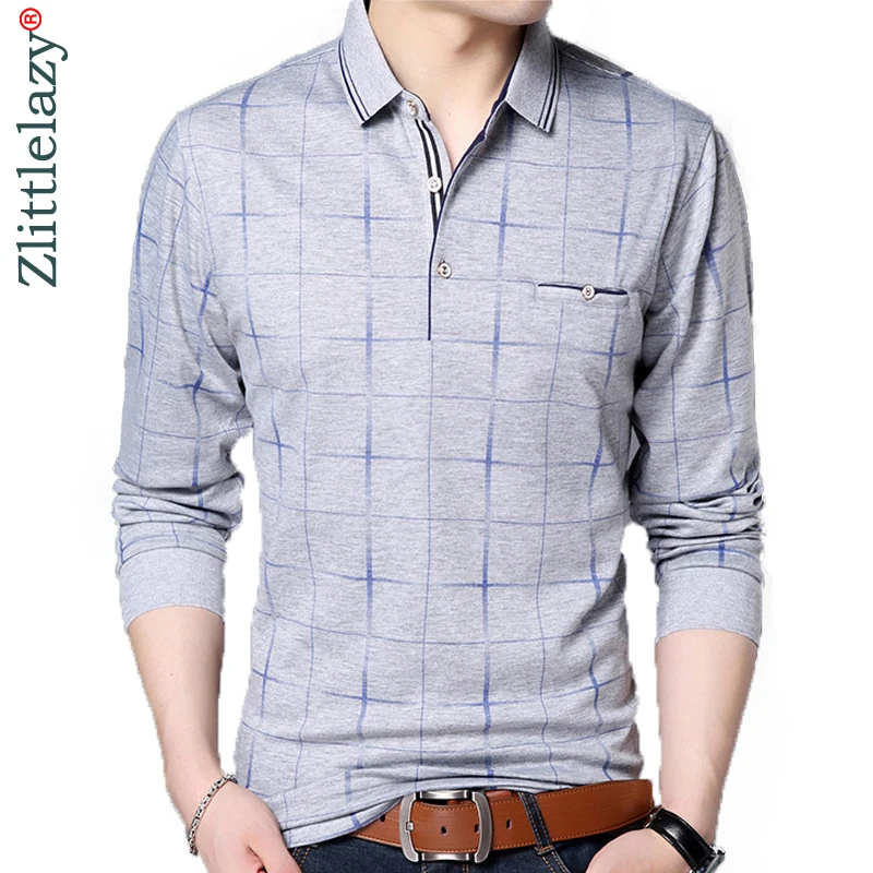 Offerte 2019 di marca di modo di polo degli uomini della camicia di plaid per il fitness tasca camisa pol masculino streetwear mens polo t shirt felpe poloshirt