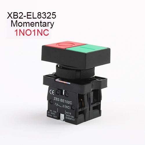 XB2-EL31 XB2-EL42 XB2-EL51 XB2-EL8325 XB2-EL8425 1NC/1NO/1NO1NC одиночный/двойной кнопочный переключатель мгновенного self-сброс - Цвет: XB2-EL8325