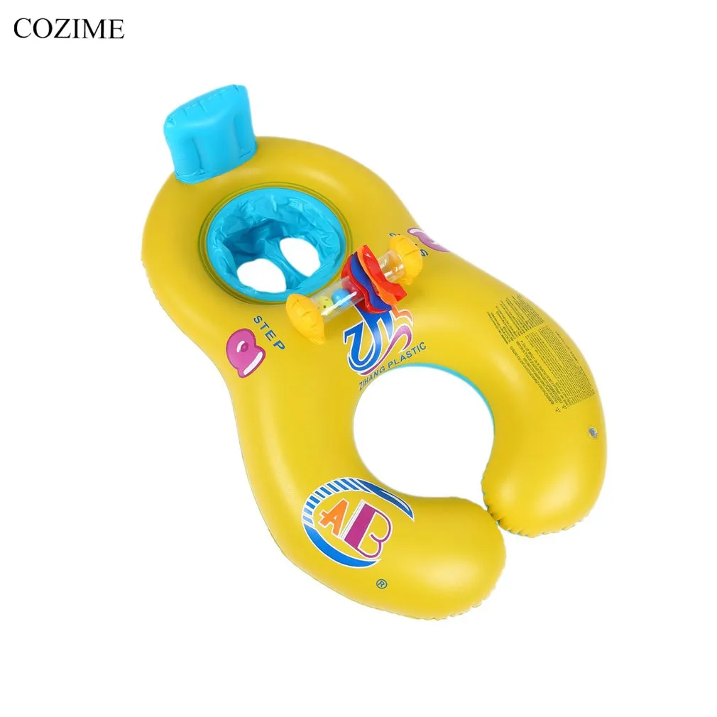 COZIME Baby Swimming Float Neck Inflatable Mother Baby Swim Float Ring Double Person Swimming Ring Safety Swim Pool Accessories