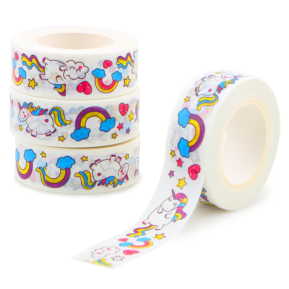 

4Pcs/lot Kawaii Unicorn Washi Tape DIY Decorative 15mm*10m Adhesive Masking Tapes Cute Washi tape Decorative Adhesive Tape