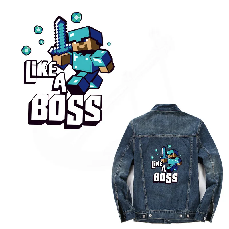 

Hot LIKE A BOSS stickers 25*20cm patches for clothing DIY child T-shirt jacket Grade-A Thermal transfer