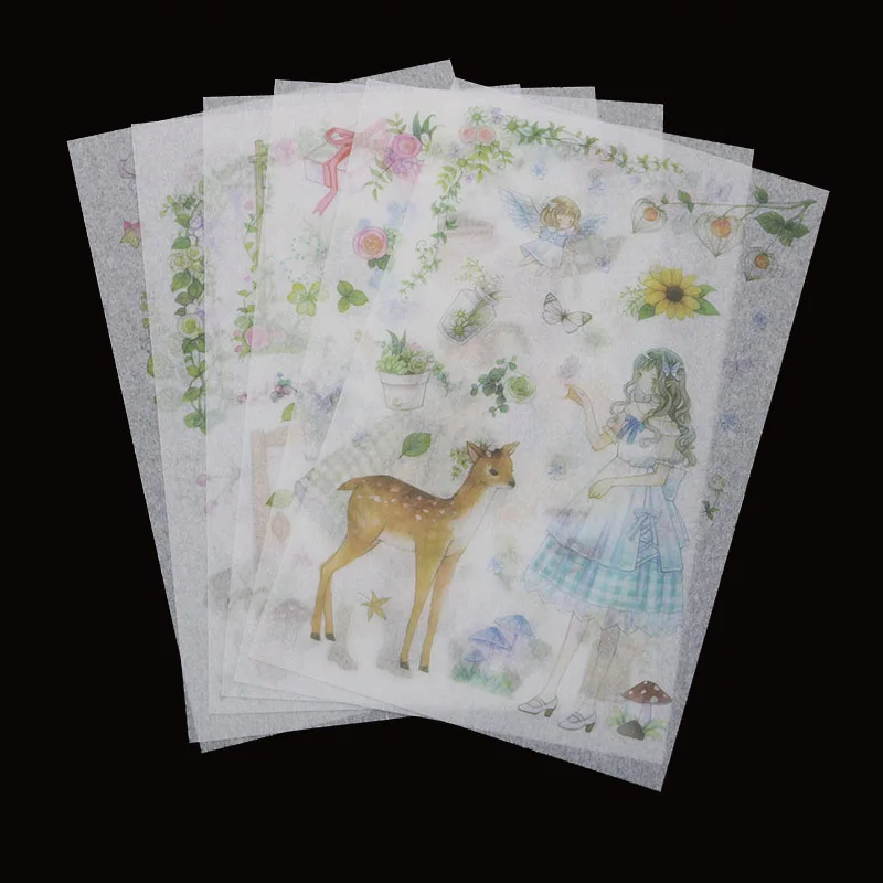 

6pc / Bag, Flower Fairy Series Stickers / Student Anime Stationery Diy Decorative Diary Scrapbook Girl Album Gift Stickers