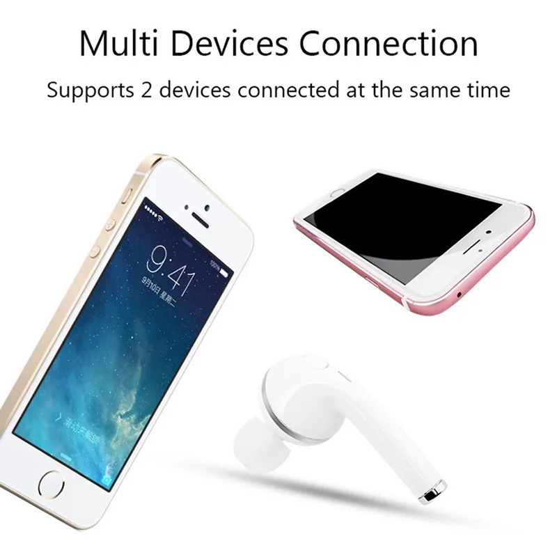 Мини Bluetooth наушники, наушники с одним ухом, беспроводные наушники, гарнитура с микрофоном для iPhone 6, 7, 8 X, Xiaomi, samsung, Android Phone