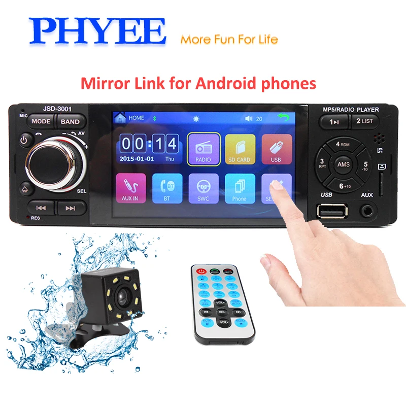 4" Touch Bluetooth Car Radio 1 Din Mirror Link Autoradio ...