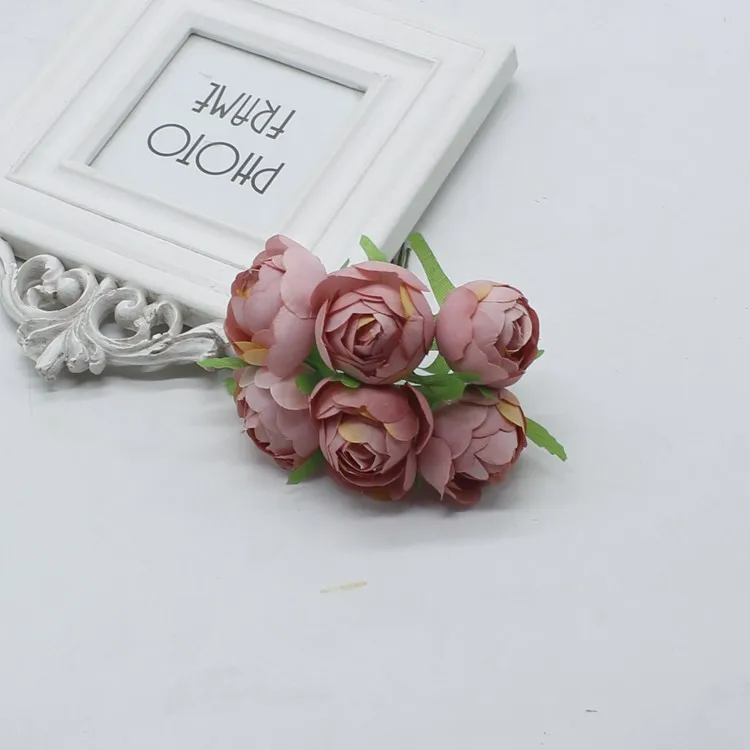 6 шт. мини чай бутон Искусственный цветок розы Букет Свадьба дом бижутерия для декорирования фотографии Скрапбукинг наборы сделай сам DIY