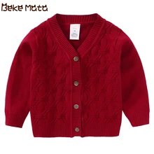BEKE MATA/Детские свитера зима, вязаный кардиган для малышей, простой однобортный Детский свитер для девочек, хлопковая одежда для маленьких мальчиков