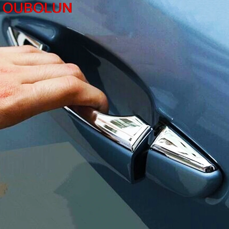 

OUBOLUN ABS Chrome Door Handle Bowl Cover Frame Overlay Accessories Exterior Styling For PEUGEOT 308 2014 2015 2016