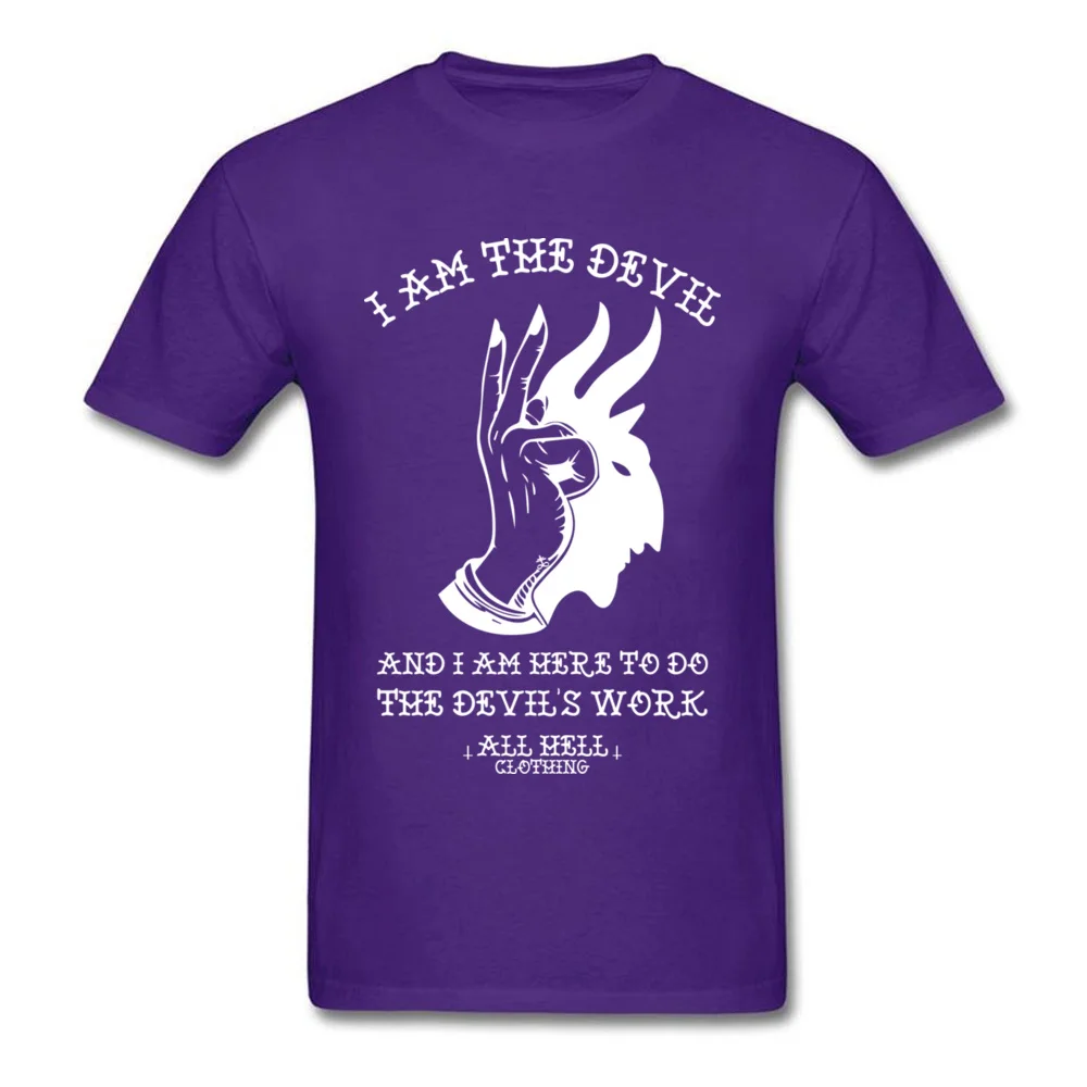 Devils Work white logo High Quality Short Sleeve Casual T Shirt 100% Cotton Fabric O-Neck Men Tees Custom Tee-Shirt Summer/Fall Devils Work white logo purple