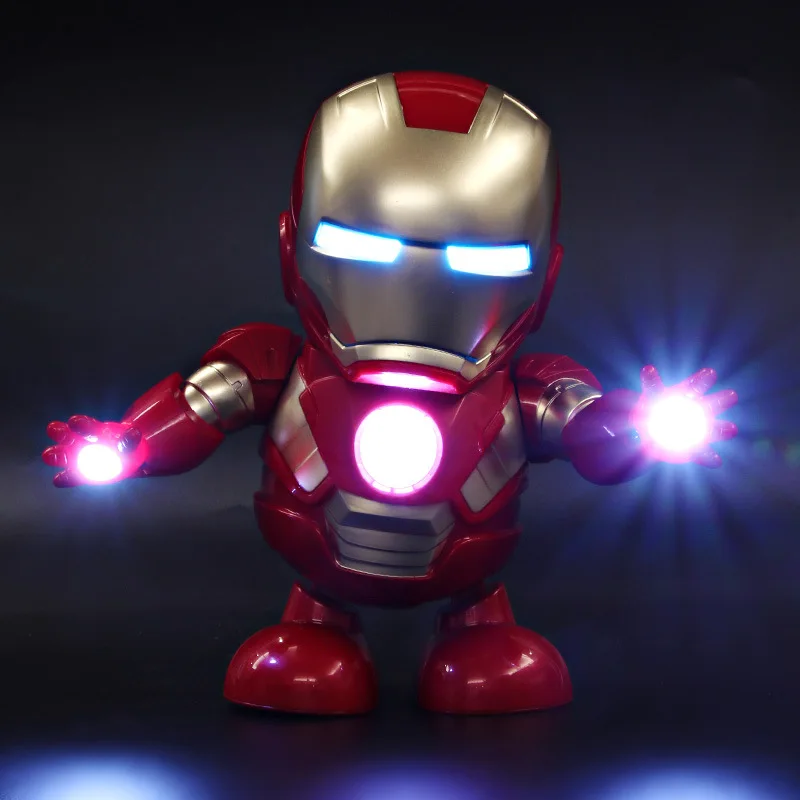 

[Best] The avengers 4 super hero iron man dancing robot figure Electric Dance Light and Music Collection model toy child gift