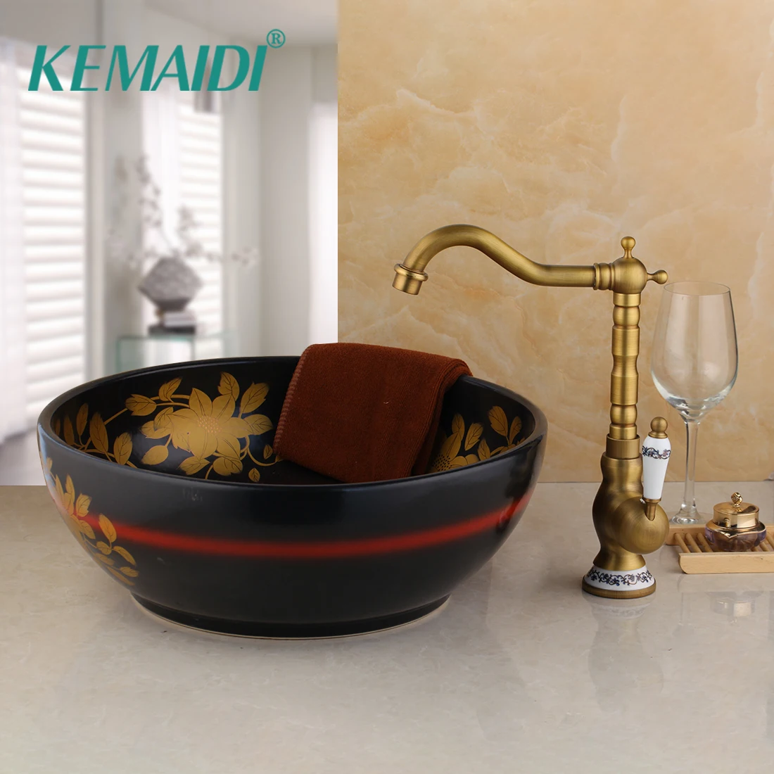 KEMAIDI High Quality Ceramic Sanitary Wash Basin Art Basin Round Shape
