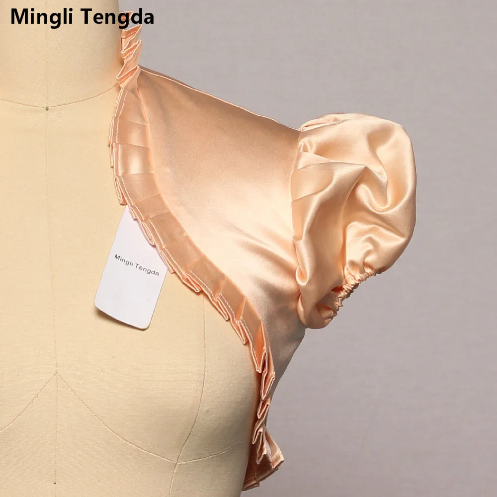 Mingli Tengda Лидер продаж Рубашка с короткими рукавами атласная Свадебные Болеро для невесты платки Для женщин плечами Пальто глубокий куртка