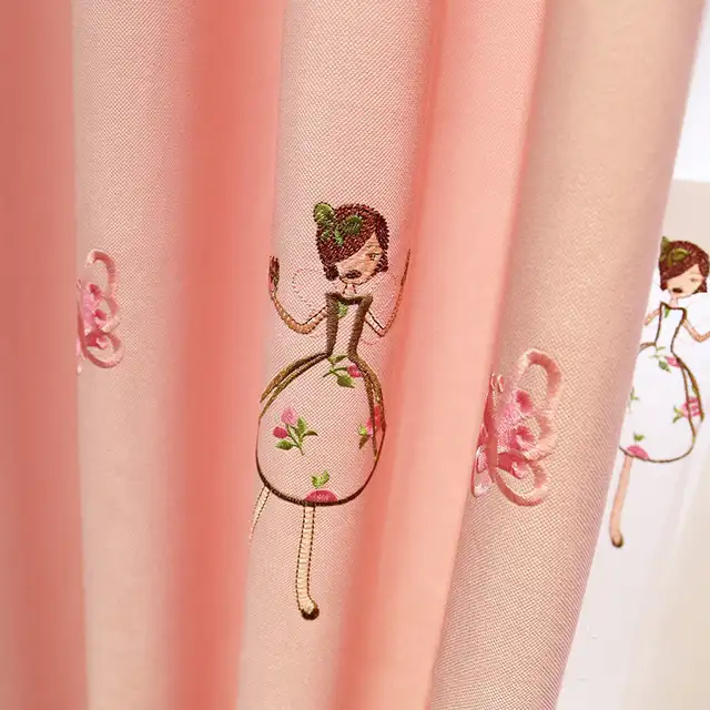Pink Princess Cartoon Curtains For Living Room Children Embroidery