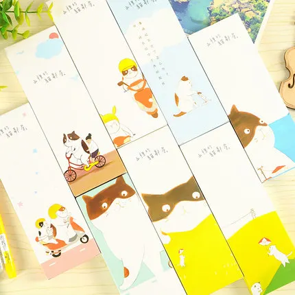 JIANWU 20pcs Van Gogh's Monet paper creative bookmark bookmark a small school gift card - Цвет: cats 20pcs