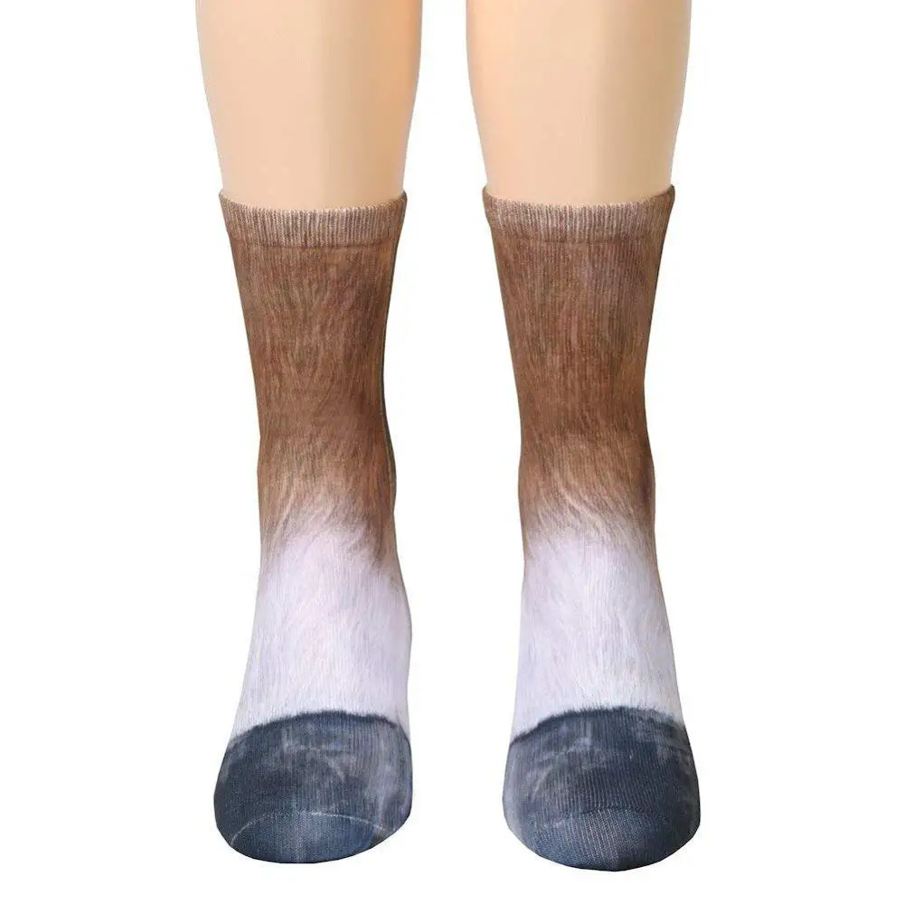 3D носки с имитацией лап животных хлопковые носки новые носки с рисунками животных, собак, лошадей, кошек, тигров, динозавров, лап для мужчин и женщин, забавные носки - Цвет: horse