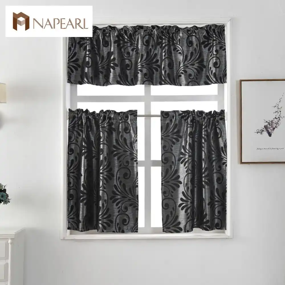 Short Kitchen Curtains Jacquard Window Treatments Modern Cafe
