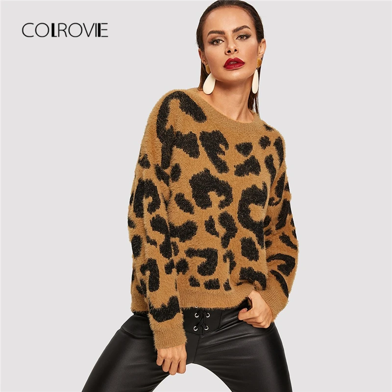 off the shoulder leopard print sweater