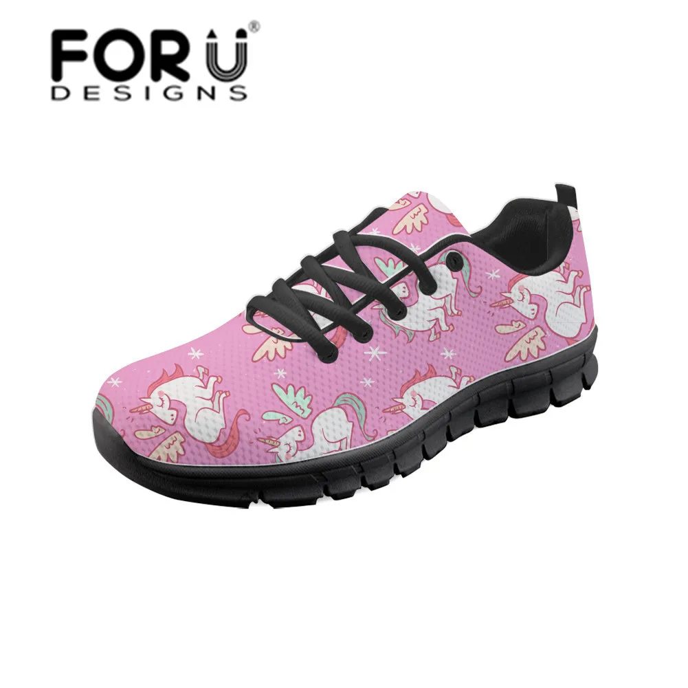 

FORUDESIGNS Kawaii Unicorn Pattern Vulcanize Shoes Female Tenis Feminino Summer Fashion Breathable Sneakers Women Flat Wholesale
