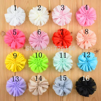 

60pcs/lot Mini Chiffon Flowers Solid Ballerina Blossom Scalloped Flowers hair accessories