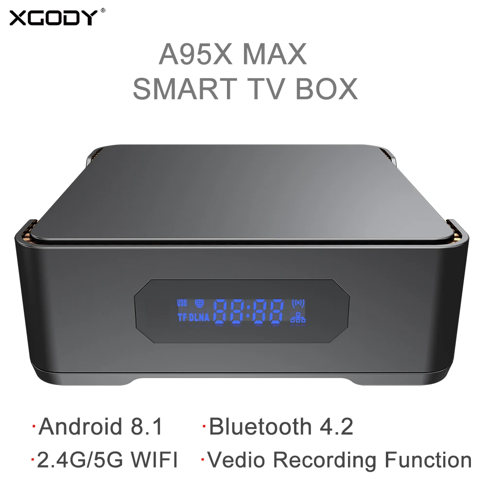 

XGODY A95X MAX Android 8.1 TV Box 4G 64G Set Top Box 2.4G&5G Wifi Bluetooth 4.2 1000M Smart TV Box Support Video Recording