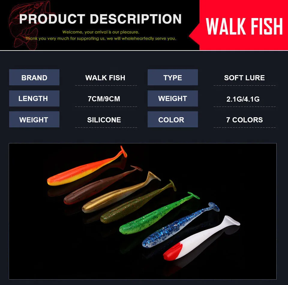 WALK FISH, 6 шт./лот, легкая блесна, мягкие приманки, 70 мм/90 мм, силиконовая наживка, двойной цвет, искусственный карп, рыболовные снасти, рыболовные приманки