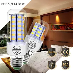 Светодиодные лампы E27 220 V лампочки кукурузы E14 Bombillas Led 3 W 5 W 7 W 9 W 12 W 15 W 20 W свечки 5730 Высокая Лампа светодиодная Освещение в помещении