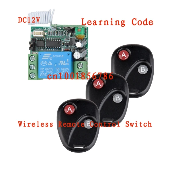 Wireless RF Remote Control Switch DC 12V 10A 1CH 3PCS Transmitter With Battery+ Receiver Access/door System