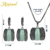 Ajojewel Original Designer Antique Silver Color Women Jewelry Set Geometric Green Stone Ring Necklace And Earrings Sets ► Photo 2/6