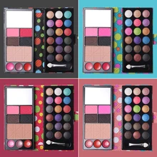 Набор для макияжа 18 Цвет мерцающие тени для век Палитра+ румяна+ 3 цвета губной помады+ пудра для бровей+ уход за кожей лица Отделка пудра с зеркалом