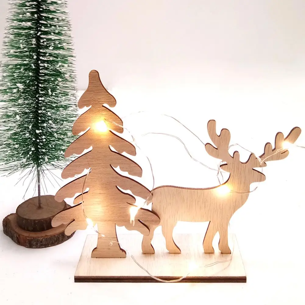 

2019 DIY Wooden Christmas Ornament New Year Home Decoration Crafts Decoration Snowman Elk Christmas Tree Wooden Ornament