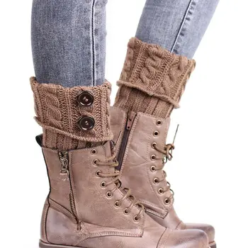 

5 Colors Women Knit Leg Warmer Short Boot Cuffs Buttons Crochet Boot Socks Knitted Gaiters Leg Warmers for Autumn/Winter