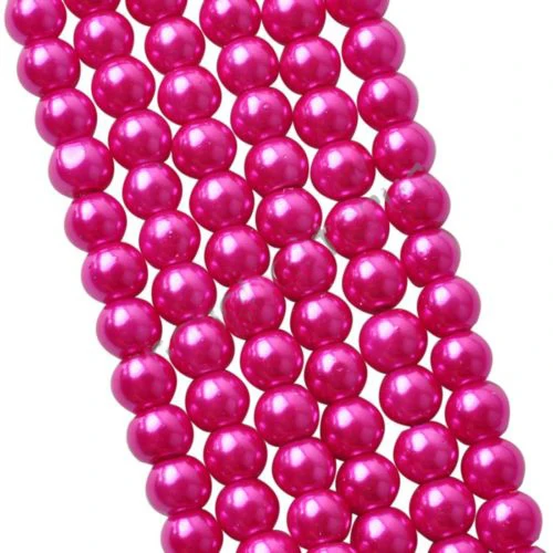 

LNRRABC Charm Rose Red Round Glass Imitation Pearl Beads For Fashion Bracelets& Necklaces Making 4 6 8 10 MM