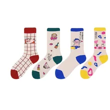 PEONFLY японского Стиль женские носки Харадзюку с изображением забавных милых Kawaii свинья плед печатных счастливые носки скейтборд хлопковые носки