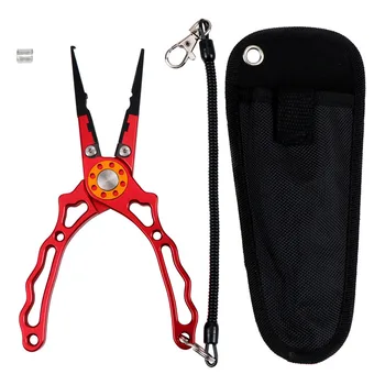 

Aluminum Alloy Fishing Pliers Clamp Multifunction Scissors Hook Remover With Lanyard Long Handle Equipment Gripper Line Cutter#2