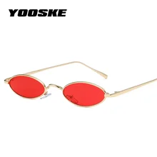 YOOSKE маленькие овальные солнцезащитные очки для женщин и мужчин роскошные круглые солнцезащитные очки ретро металлическая оправа прозрачные красные розовые очки