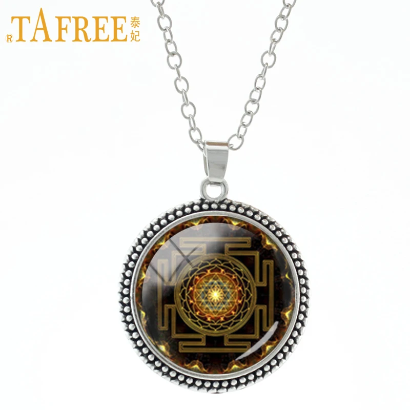 TAFREE Мода 2017 буддийская шри-Yantra Подвеска Ожерелье Священная Геометрия аксессуар