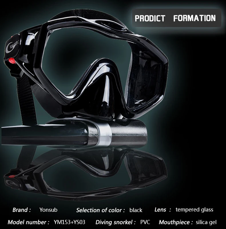 Силиконовый набор из закаленного стекла, профессиональная маска для подводного плавания и дайвинга, маска для дайвинга+ сухая черная трубка для подводной охоты