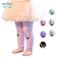 Леггинсы для маленьких девочек; брюки; обтягивающие брюки с эластичной резинкой на талии с рисунком кота; коллекция года; сезон весна-осень; модная детская одежда