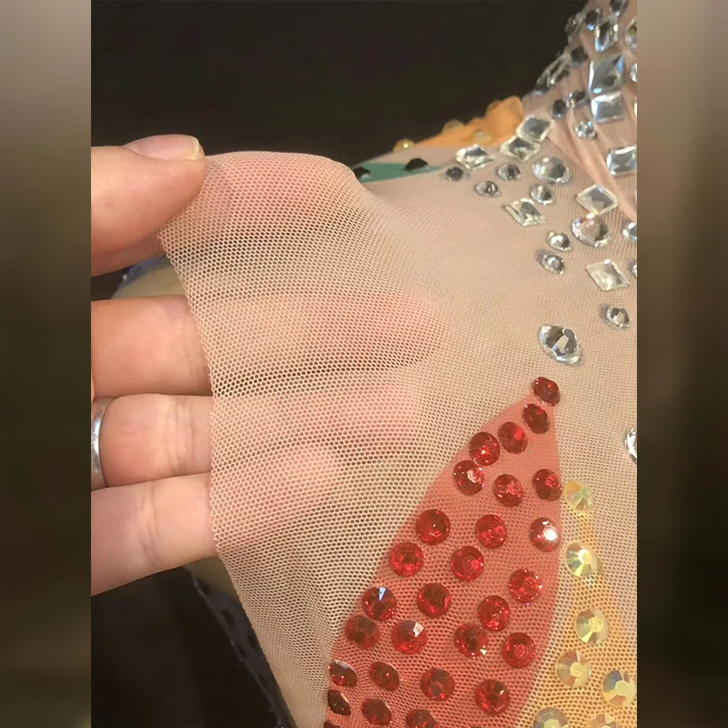 Cosplay&ware Colorful Rhinestone Sexy Zentai Bodysuit Jazz Dance For Lady Nightclub Dj Pole Dancer Women Stage Costume Dj254 -Zentai shop online